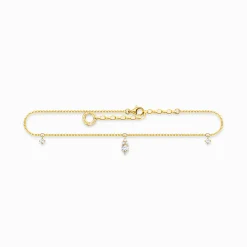 Store Chaîne de cheville pierre blanche or Femme Chaînes De Cheville|Placage Or 18 Carats - Argent 925