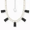 Clearance Chaîne de perles avec 5Ours d´Or noir colorés, argent Femme Chaînes & Colliers|Chaînes & Colliers