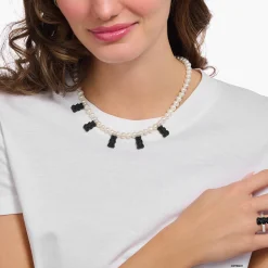 Clearance Chaîne de perles avec 5Ours d´Or noir colorés, argent Femme Chaînes & Colliers|Chaînes & Colliers