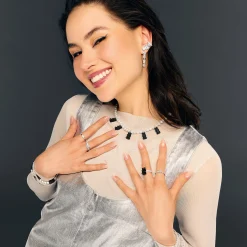 Clearance Chaîne de perles avec 5Ours d´Or noir colorés, argent Femme Chaînes & Colliers|Chaînes & Colliers