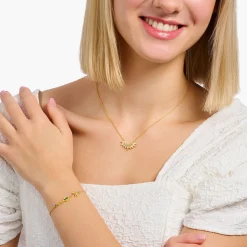 Clearance Chaîne dorée arborant des rayons de soleil et des gemmes multicolores Femme Chaînes & Colliers|Placage Or 18 Carats - Argent 925