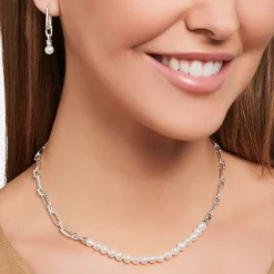 New Chaîne liens et perles argent Femme Chaînes & Colliers
