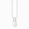 Online Chaîne perle avec pierre blanche argent Femme Chaînes & Colliers