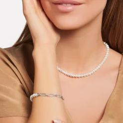 Shop Chaîne perles argent Femme Chaînes & Colliers