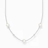 Flash Sale Chaîne perles avec pierres blanches argent Femme Chaînes & Colliers|Argent 925