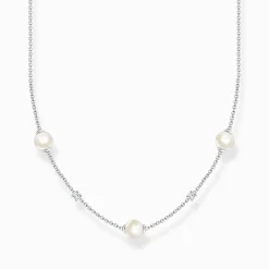 Flash Sale Chaîne perles avec pierres blanches argent Femme Chaînes & Colliers|Argent 925