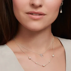 Flash Sale Chaîne perles avec pierres blanches argent Femme Chaînes & Colliers|Argent 925