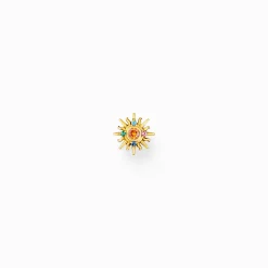 Outlet Clou d’oreille individuel soleil orné de gemmes multicolores doré Femme Clous D'oreilles|Placage Or 18 Carats - Argent 925