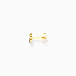 Discount Clou d’oreille individuel palmier orné de gemmes multicolores doré Femme Clous D'oreilles|Placage Or 18 Carats - Argent 925