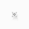 Outlet Clou d'oreille unique avec pierre blanche argent Femme Clous D'oreilles