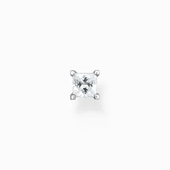 Outlet Clou d'oreille unique avec pierre blanche argent Femme Clous D'oreilles