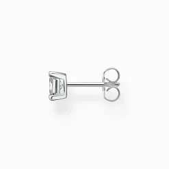 Outlet Clou d'oreille unique avec pierre blanche argent Femme Clous D'oreilles