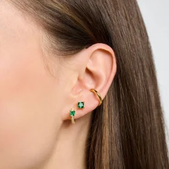 New Clou d'oreille unique avec pierre vertes or Femme Clous D'oreilles