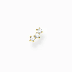 Shop Clou d'oreille unique blanche pierres or Femme Clous D'oreilles