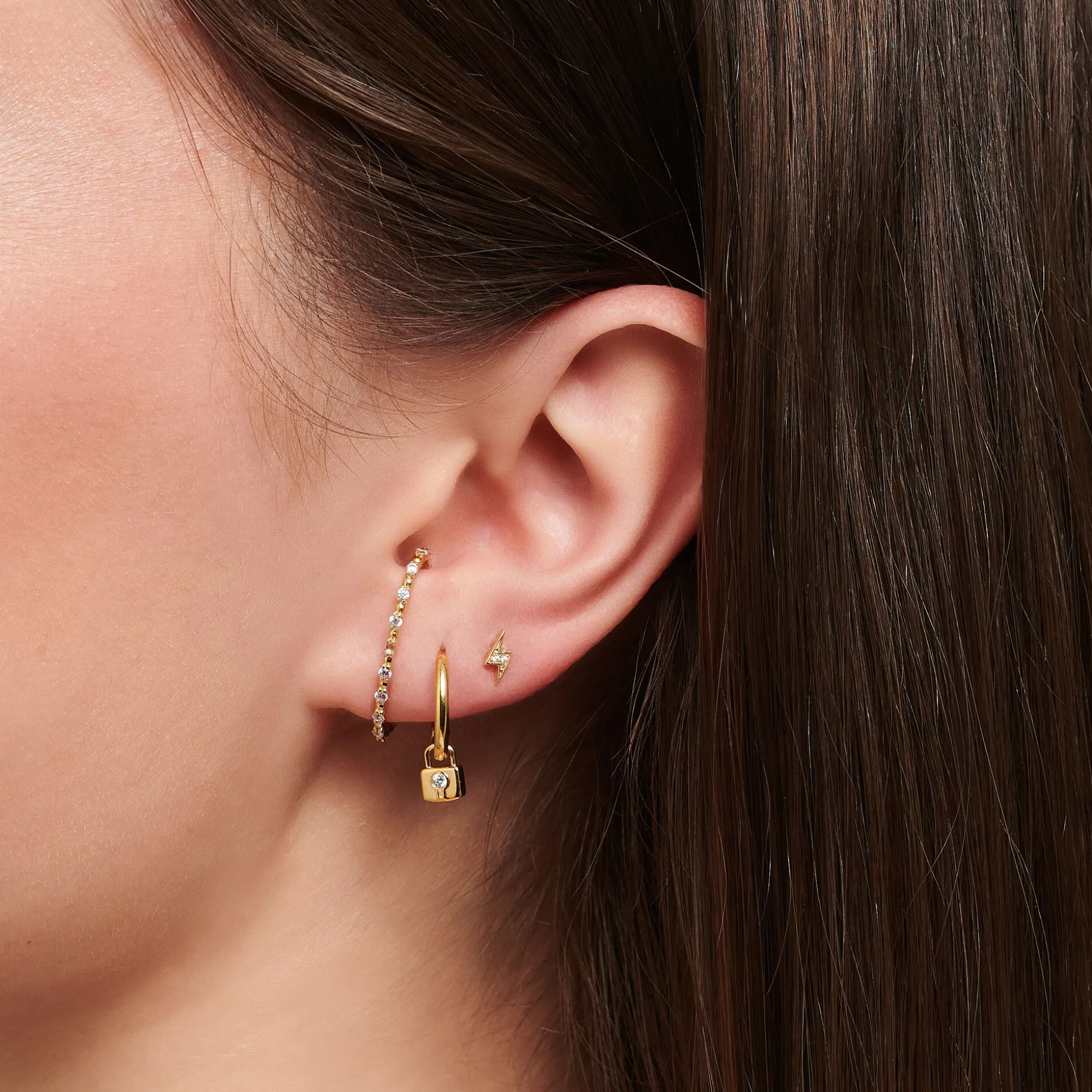 Clearance Clou d'oreille unique éclairs or Femme Clous D'oreilles