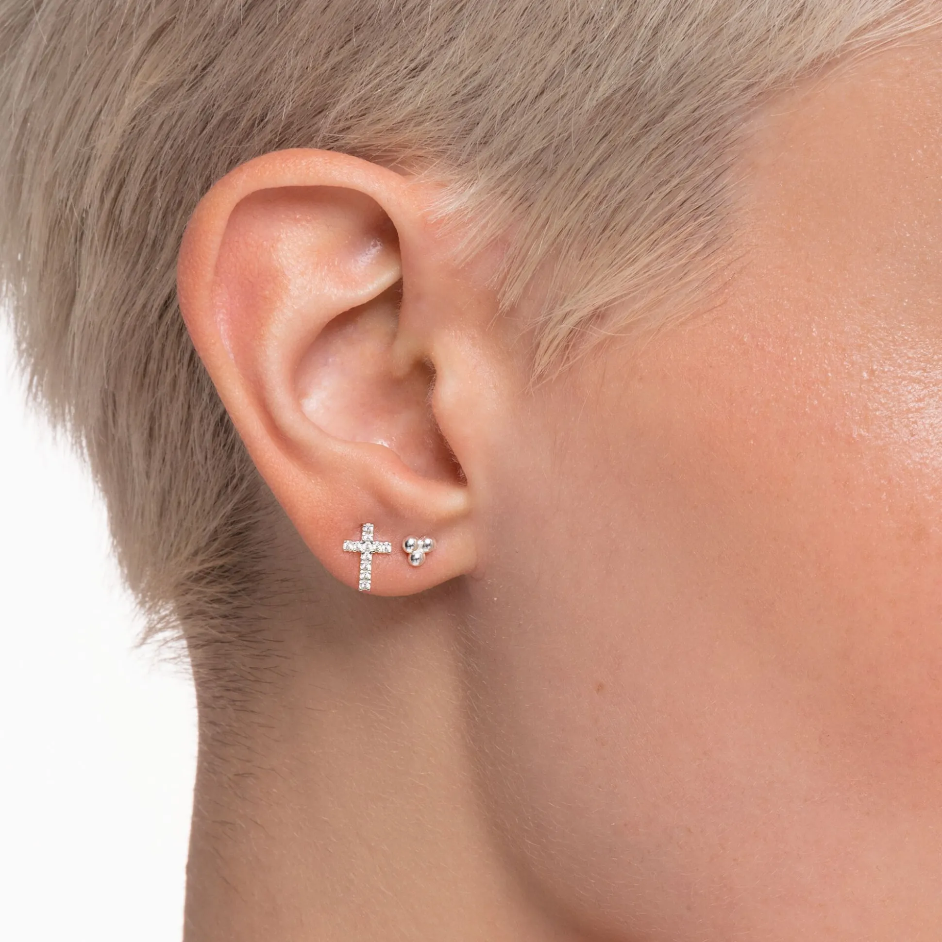 Sale Clou d'oreille unique croix Femme Clous D'oreilles