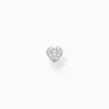 Shop Clou d'oreille unique cœur avec pavé argent Femme Clous D'oreilles