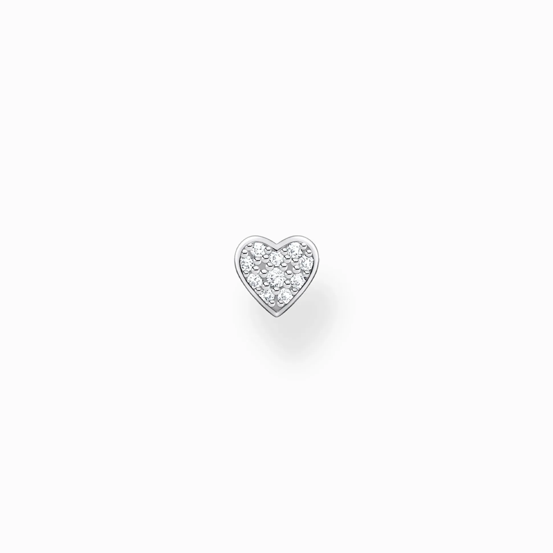 Shop Clou d'oreille unique cœur avec pavé argent Femme Clous D'oreilles