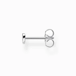 Shop Clou d'oreille unique cœur avec pavé argent Femme Clous D'oreilles
