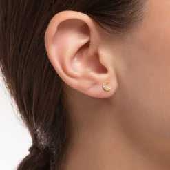 Fashion Clou d'oreille unique lune pavé or Femme Clous D'oreilles|Placage Or 18 Carats - Argent 925