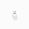 Discount Clou d'oreille unique perle avec pierre blanche argent Femme Boucles D'oreilles|Clous D'oreilles