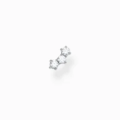 Shop Clou d'oreille unique pierres blanches argent Femme Clous D'oreilles