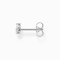 Shop Clou d'oreille unique pierres blanches argent Femme Clous D'oreilles