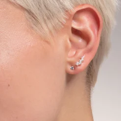 Shop Clou d'oreille unique pierre blanche argent Femme Clous D'oreilles