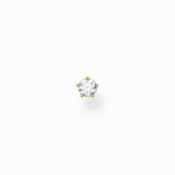 Online Clou d'oreille unique pierre blanche or Femme Clous D'oreilles|Placage Or 18 Carats - Argent 925