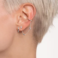 Best Clou d'oreille unique pierre blanche argent Femme Clous D'oreilles