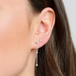 Best Clou d'oreille unique pierres blanches argent Femme Clous D'oreilles