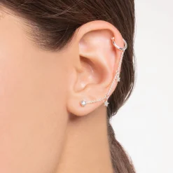 Sale Clou d'oreille unique pierre, petite argent Femme Clous D'oreilles