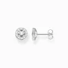 Outlet Clous d'oreilles avec pierres blanches argent Femme Clous D'oreilles