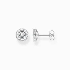 Outlet Clous d'oreilles avec pierres blanches argent Femme Clous D'oreilles