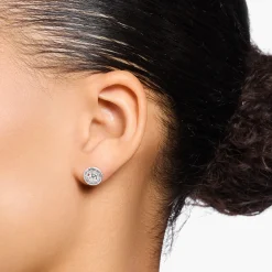 Outlet Clous d'oreilles avec pierres blanches argent Femme Clous D'oreilles