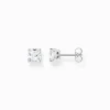 Best Clous d'oreilles avec pierre blanches argent Femme Clous D'oreilles