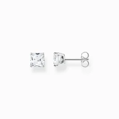 Best Clous d'oreilles avec pierre blanches argent Femme Clous D'oreilles