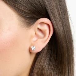 Best Clous d'oreilles avec pierre blanches argent Femme Clous D'oreilles