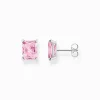 Cheap Clous d'oreilles avec pierre rose argent Femme Clous D'oreilles
