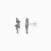 Cheap Clous d’oreilles crocodile, argent noirci et gemmes noires et vertes Femme Clous D'oreilles|Clous D’oreilles & Créoles