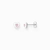 Shop Clous d'oreilles cœur avec pierres roses argent Femme Clous D'oreilles