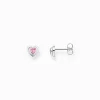 Shop Clous d’oreilles cœur zircon rose argent noirci Femme Clous D'oreilles