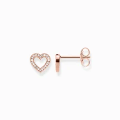 New Clous d'oreilles cœurs grands Femme Clous D'oreilles|Placage Or Rose 18 Carats - Argent 925