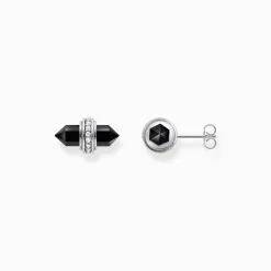 Online Clous d’oreilles en argent avec cristal en onyx noir Femme Clous D'oreilles|Argent 925