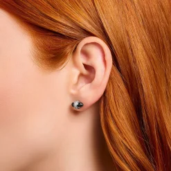 Online Clous d’oreilles en argent avec cristal en onyx noir Femme Clous D'oreilles|Argent 925