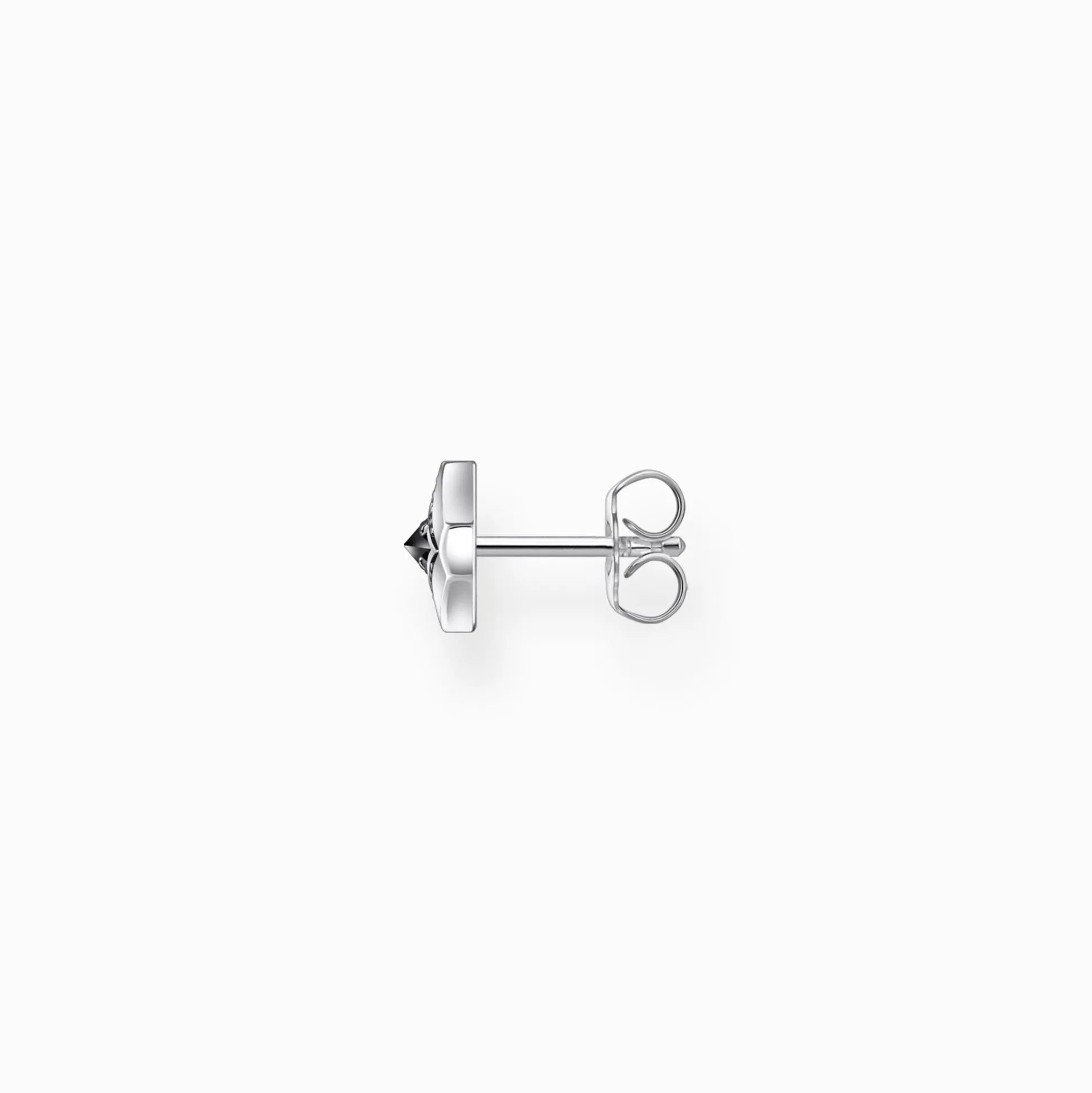 Store Clous d’oreilles individuels sertis d’une gemme noire, argent noirci Femme Clous D'oreilles|Clous D’oreilles & Créoles