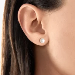 Shop Clous d'oreilles perle argent Femme Boucles D'oreilles|Clous D'oreilles