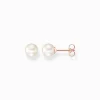 Sale Clous d'oreilles perle or rose Femme Clous D'oreilles