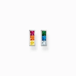 Shop Clous d'oreilles pierres colorées argent Femme Clous D'oreilles