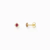 New Clous d'oreilles Vintage avec pierre rouge dorée Femme Clous D'oreilles|Placage Or 18 Carats - Argent 925